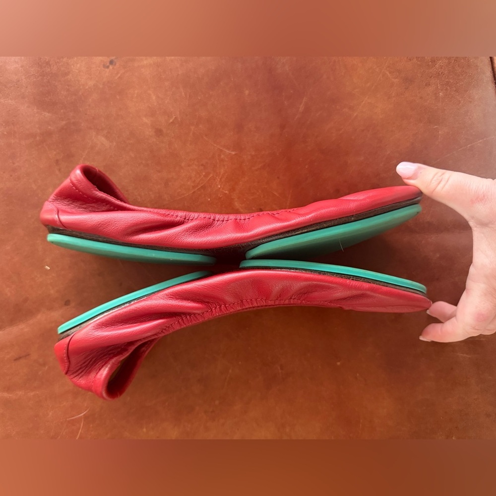 Tieks Red Leather Ballet Flats 10 - Picture 6 of 10